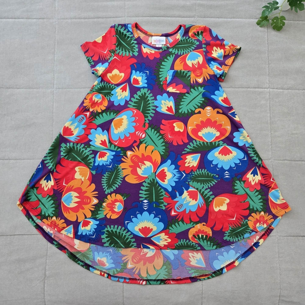 LuLaRoe girls floral dress with front side pocket